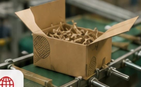 Caixa aberta com material de proteção para transporte