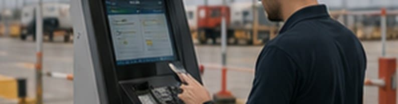 Operador registrando a declaração de importação no terminal aduaneiro