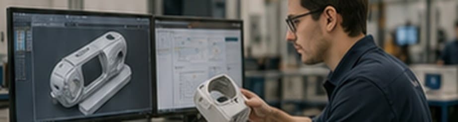 Engenheiro revisando o modelo tridimensional de um produto